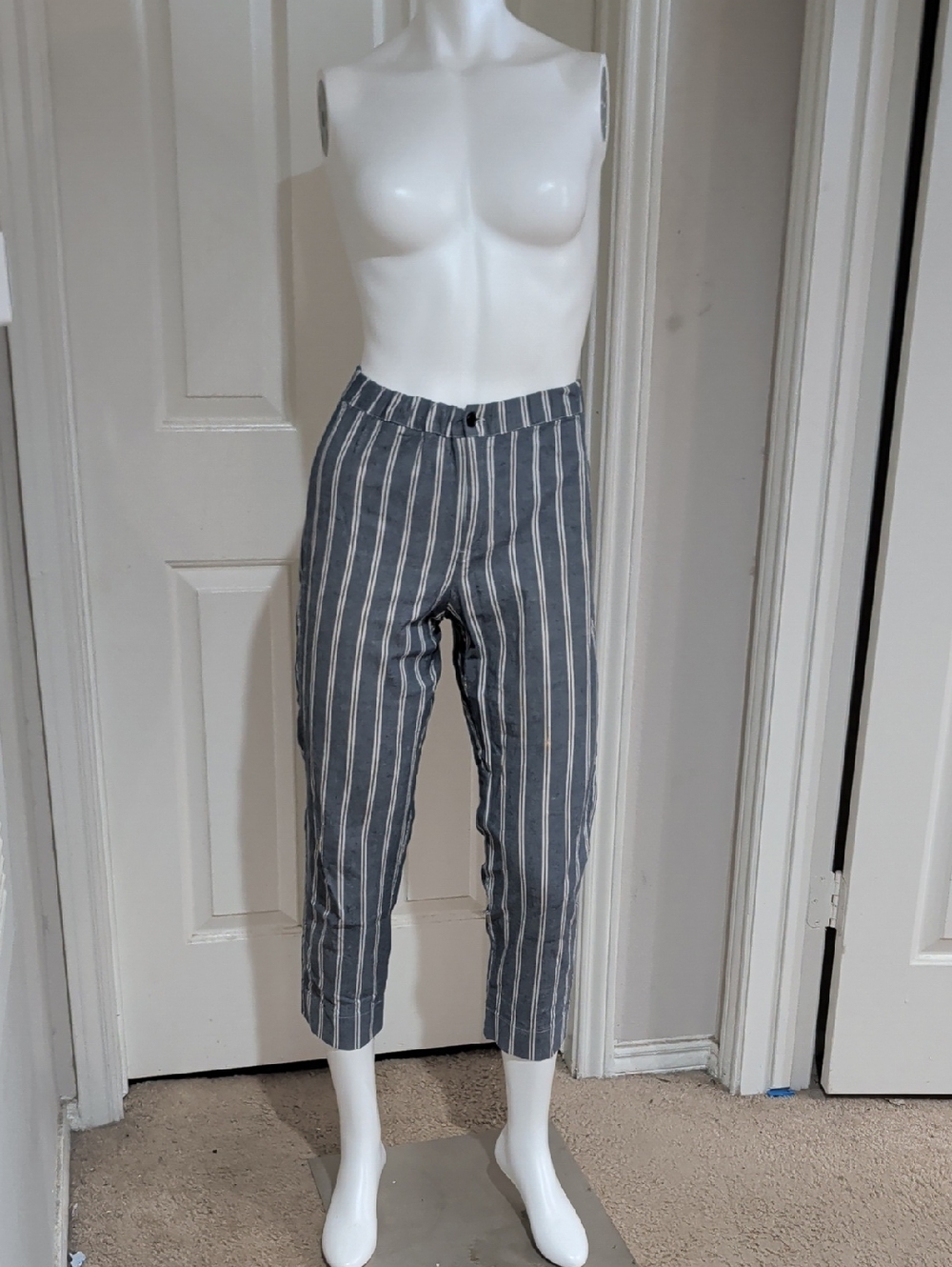 John Galt Striped Cropped Women's Pants - Blue XS/S